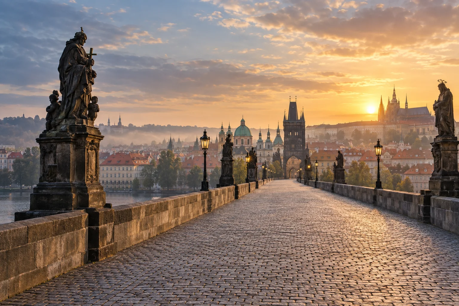 Karlův most a panorama Prahy